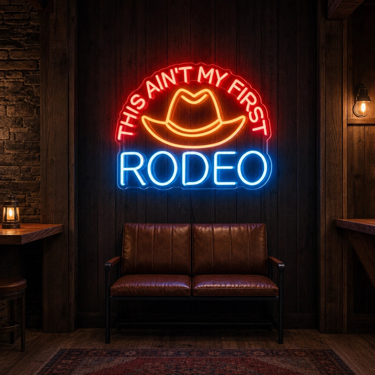 This Aint My First Rodeo Cowboy Hat LED Neon Sign size image