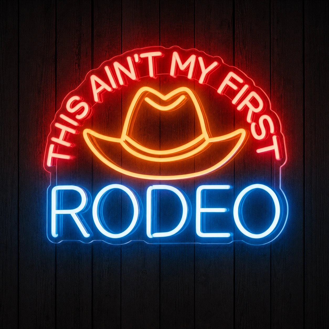 This Aint My First Rodeo Cowboy Hat LED Neon Sign Garage Man Cave Neon Sign main product image