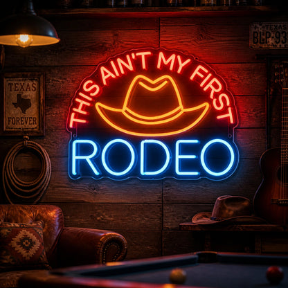 This Aint My First Rodeo Cowboy Hat Vintage LED Neon Sign high-converting product image