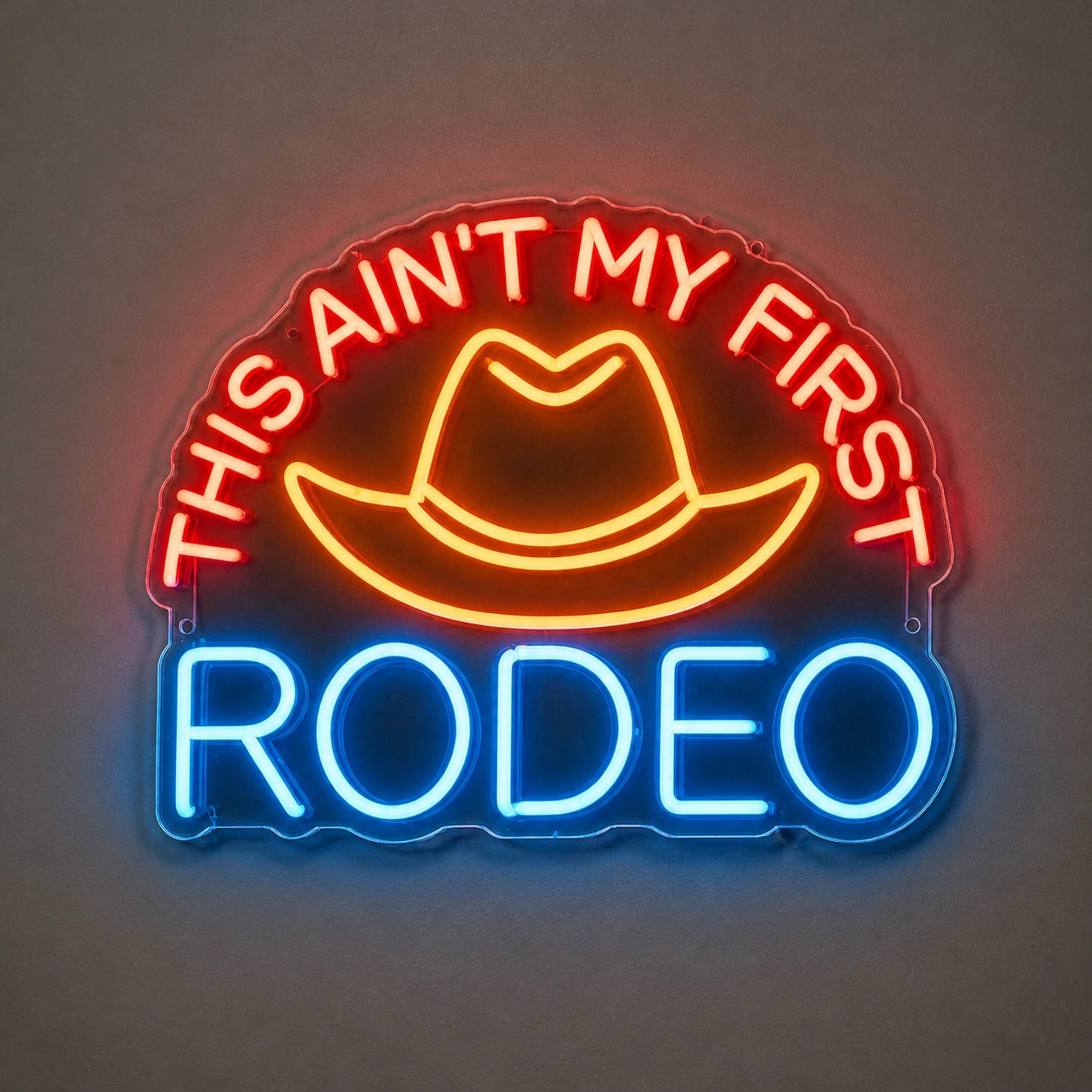 This Aint My First Rodeo Cowboy Hat Vintage LED Neon Sign size image
