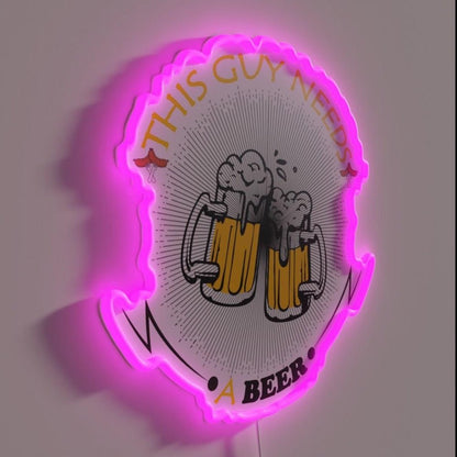 This Guy Needs A Beer Rgb Led Neon Sign - Shineneon