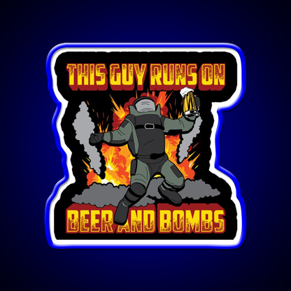 This Guy Runs On Beer And Bombs Eod Beer Bar Decor Led Neon Sign Rgb Color - LED neon sign view 5