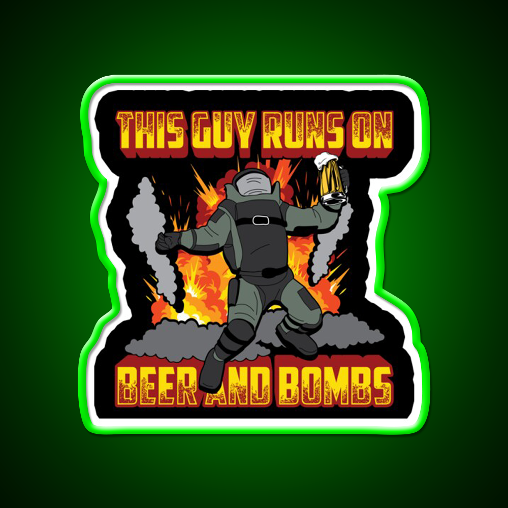 This Guy Runs On Beer And Bombs Eod Beer Bar Decor Led Neon Sign Rgb Color - LED neon sign view 8