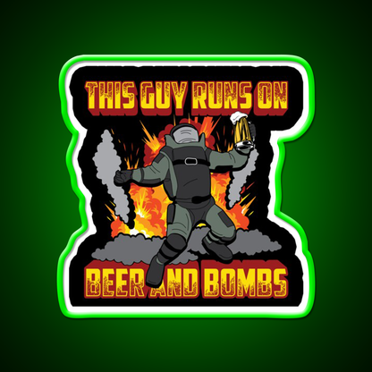 This Guy Runs On Beer And Bombs Eod Beer Bar Decor Led Neon Sign Rgb Color - LED neon sign view 8