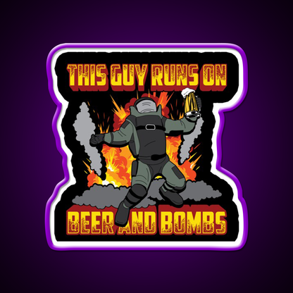 This Guy Runs On Beer And Bombs Eod Beer Bar Decor Led Neon Sign Rgb Color - LED neon sign view 9