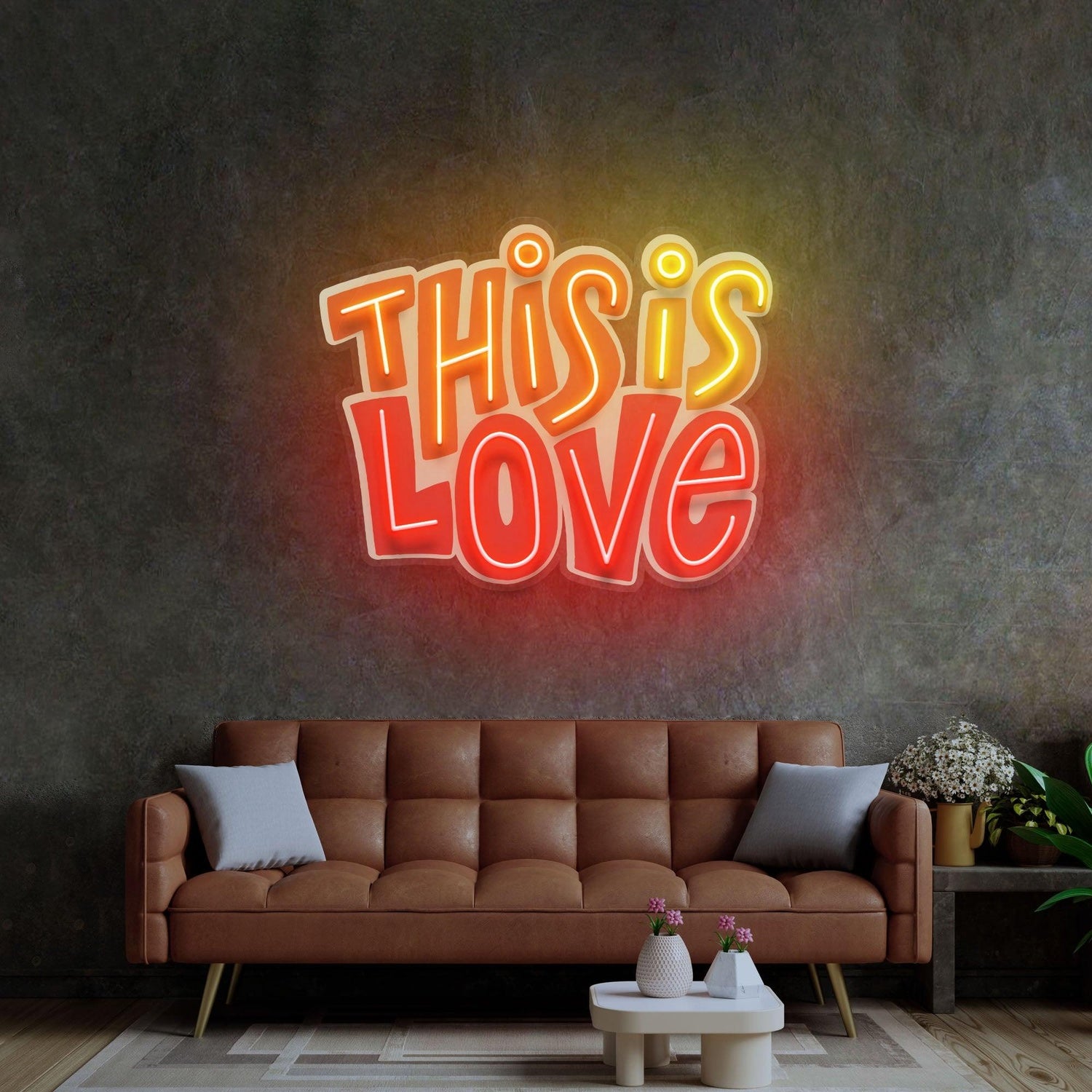 This Is Love Warm-Toned Uv Printed Led Neon Sign For Cozy Home Decor | Shineneon
