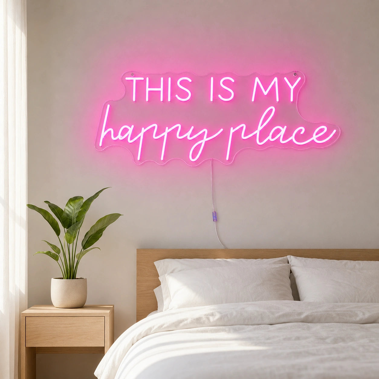 This Is My Happy Place Bedroom Decor LED Neon Sign real lifestyle scene
