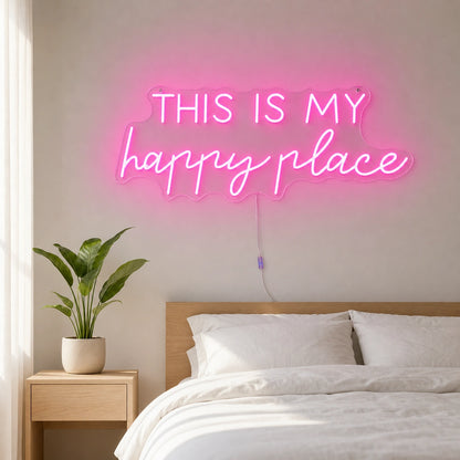 This Is My Happy Place Bedroom Decor LED Neon Sign real lifestyle scene