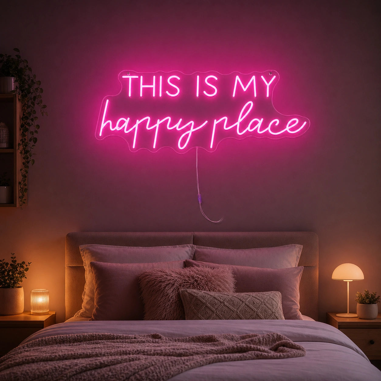 This Is My Happy Place Bedroom Decor LED Neon Sign size image