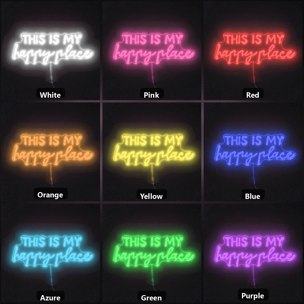 This Is My Happy Place Bedroom Decor LED Neon Sign color grid