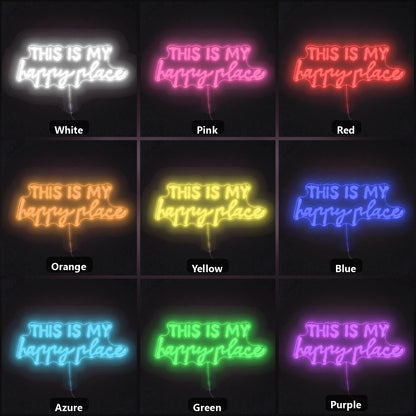 This Is My Happy Place Bedroom Decor LED Neon Sign color grid