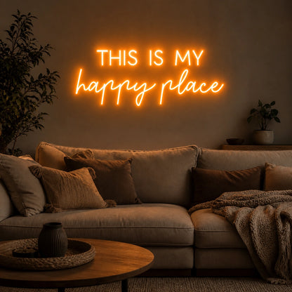 This Is My Happy Place LED Neon Sign Garage Man Cave Neon Sign real lifestyle scene