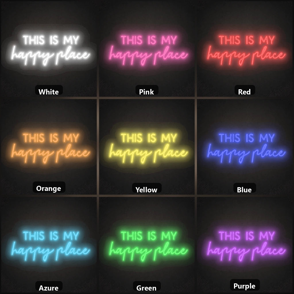 This Is My Happy Place LED Neon Sign Garage Man Cave Neon Sign color grid