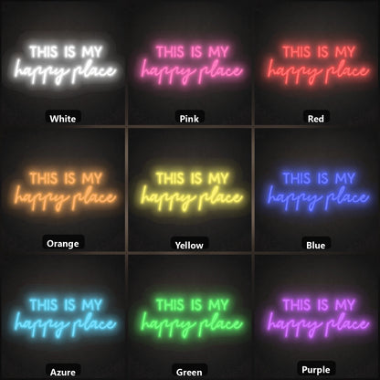 This Is My Happy Place LED Neon Sign Garage Man Cave Neon Sign color grid