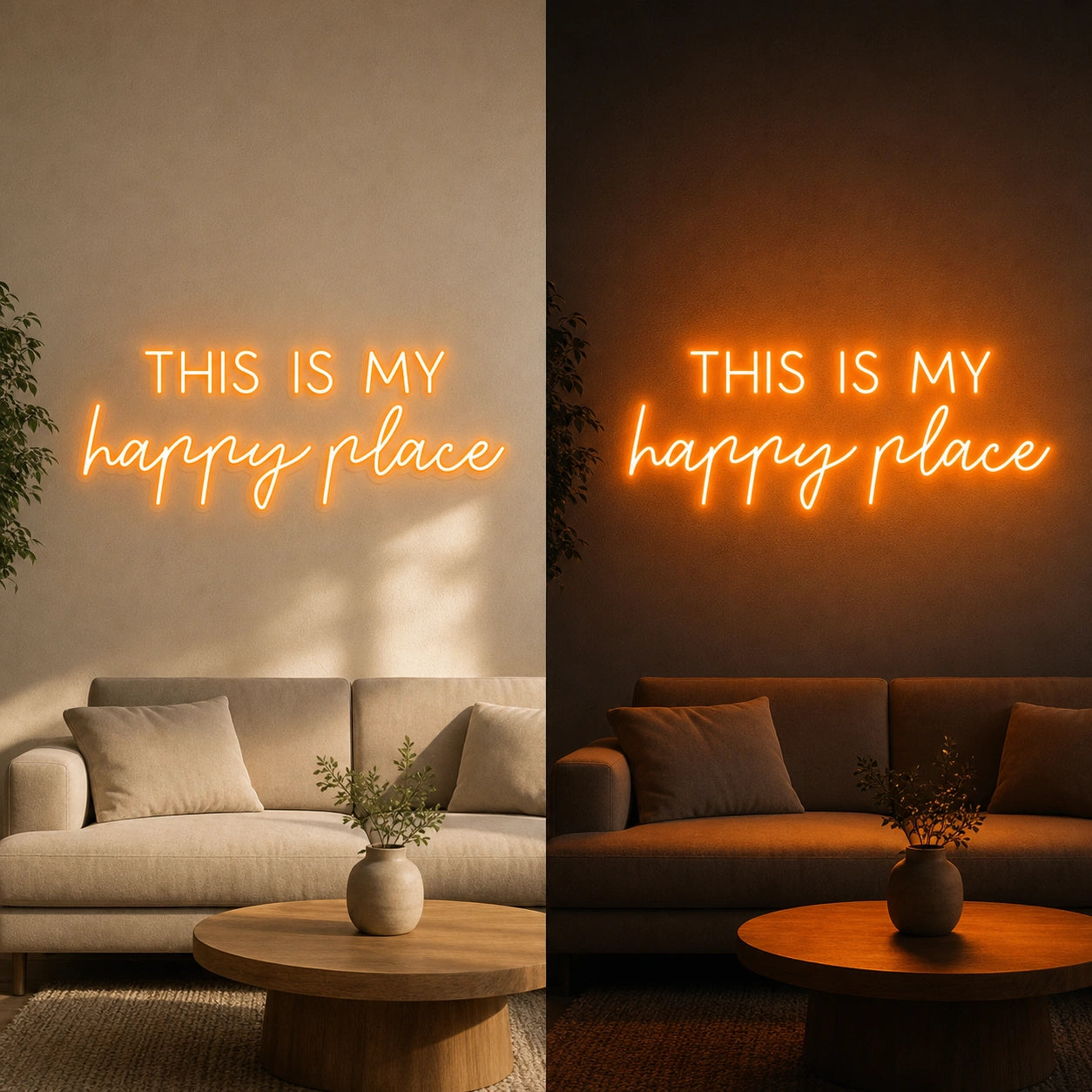 This Is My Happy Place LED Neon Sign Garage Man Cave Neon Sign day and night comparison