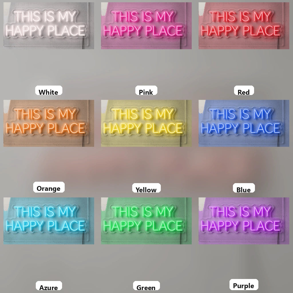 This Is My Happy Place LED Neon Sign Wall Decor - 05 Color Grid