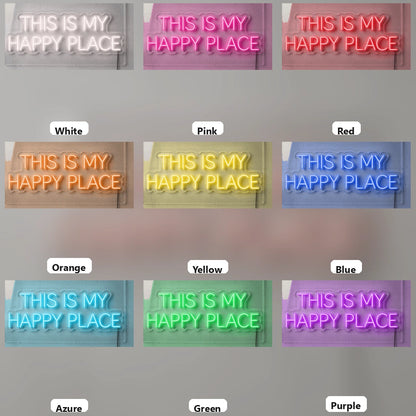 This Is My Happy Place LED Neon Sign Wall Decor - 05 Color Grid