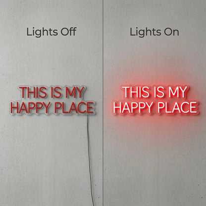 This Is My Happy Place LED Neon Sign Wall Decor - 06 Day Night Comparison