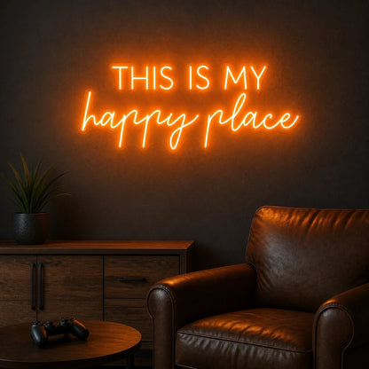 This Is My Happy Place Man Cave LED Neon Sign real lifestyle scene