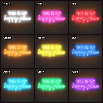 This Is My Happy Place Man Cave LED Neon Sign color grid