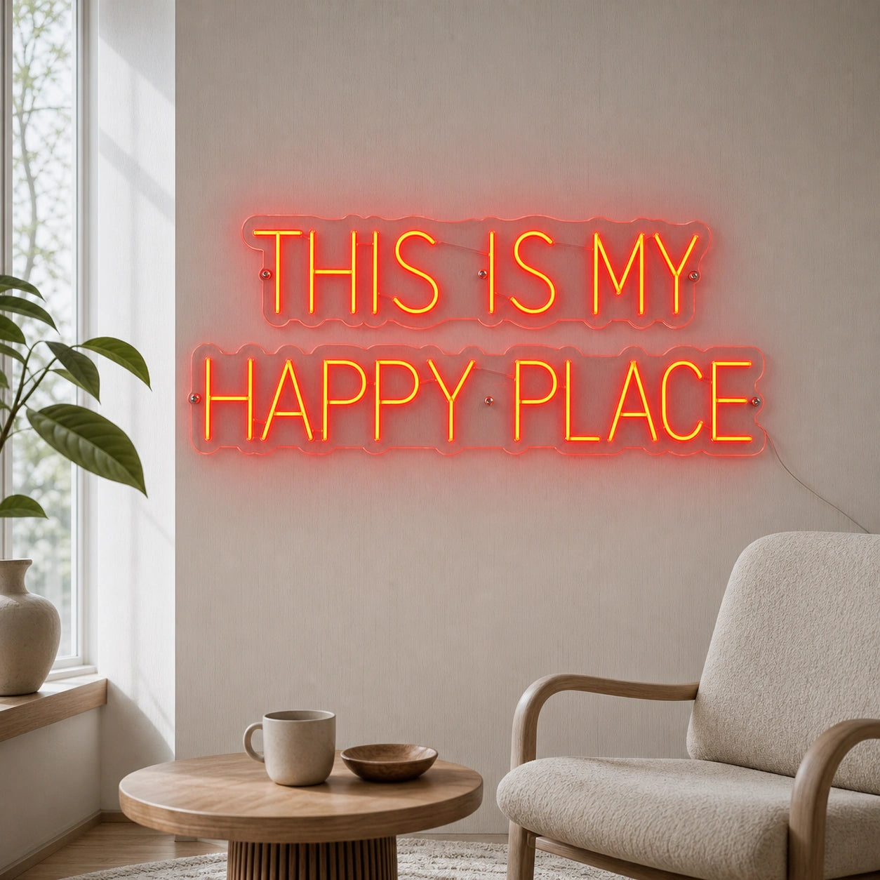 This Is My Happy Place Room Decor LED Neon Sign real lifestyle scene