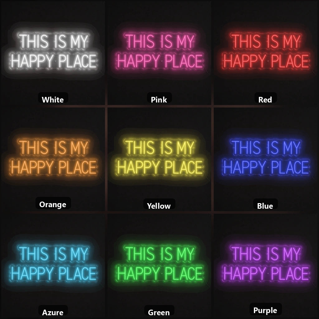 This Is My Happy Place Room Decor LED Neon Sign color grid
