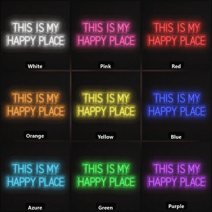 This Is My Happy Place Room Decor LED Neon Sign color grid