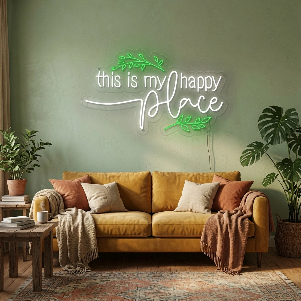 This Is My Happy Place Wall Art LED Neon Sign - 03 Real Lifestyle Scene