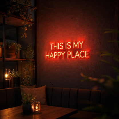 This Is My Happy Place Wall Decor LED Neon Sign Garage Man Cave Neon Sign real lifestyle scene