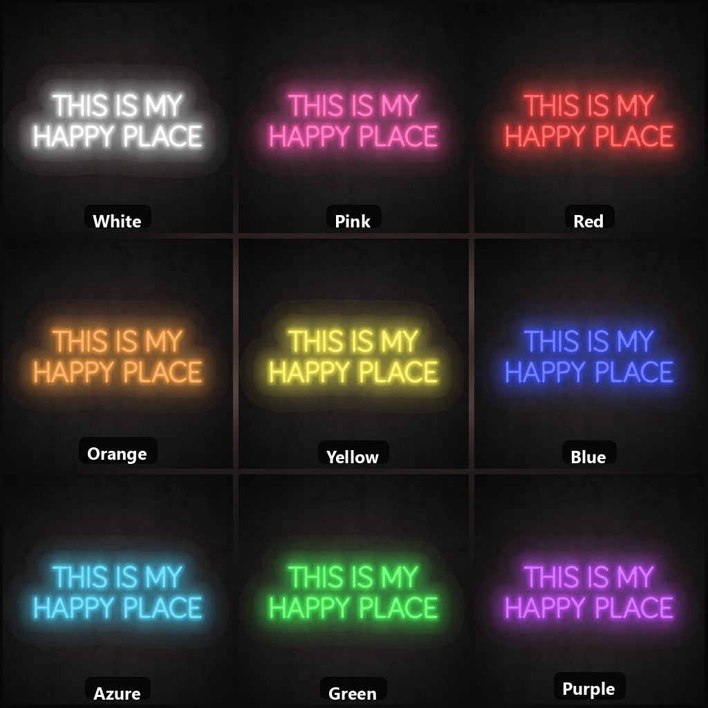 This Is My Happy Place Wall Decor LED Neon Sign Garage Man Cave Neon Sign color grid