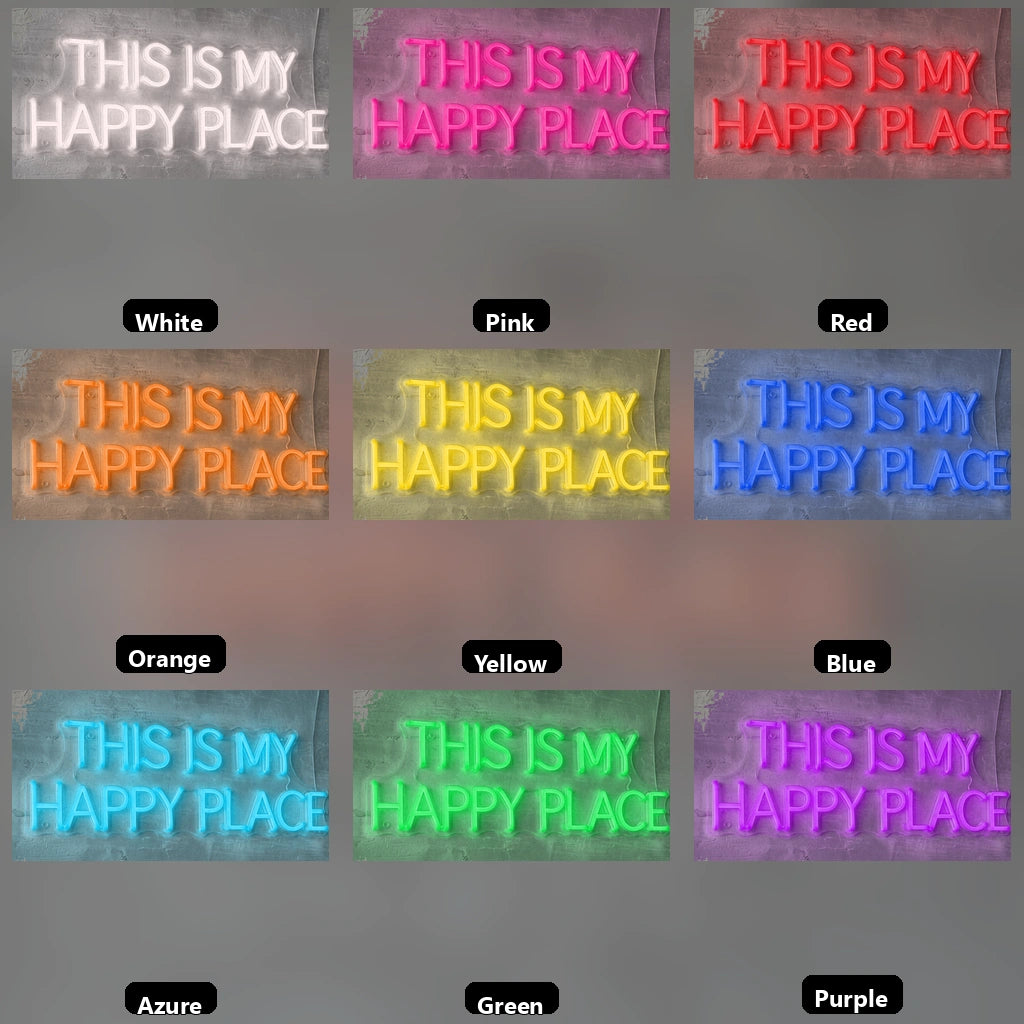 This Is My Happy Place Wall Decor LED Neon Sign Wall Neon Sign - 05 Color Grid