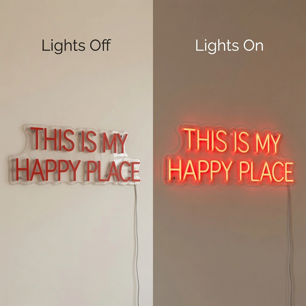 This Is My Happy Place Wall Decor LED Neon Sign Wall Neon Sign - 06 Day Night Comparison