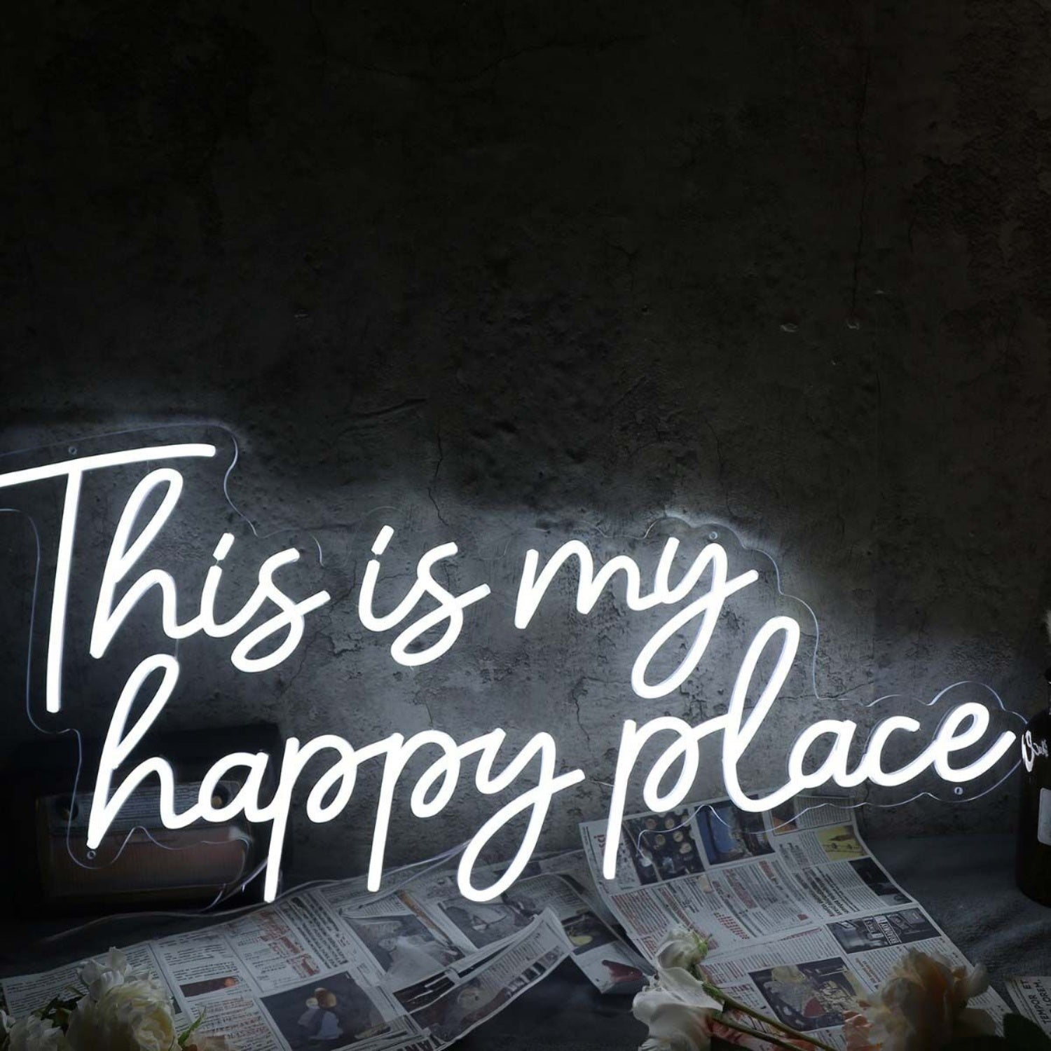 This Is My Happy Place White Custom Led Neon Sign | Shineneon