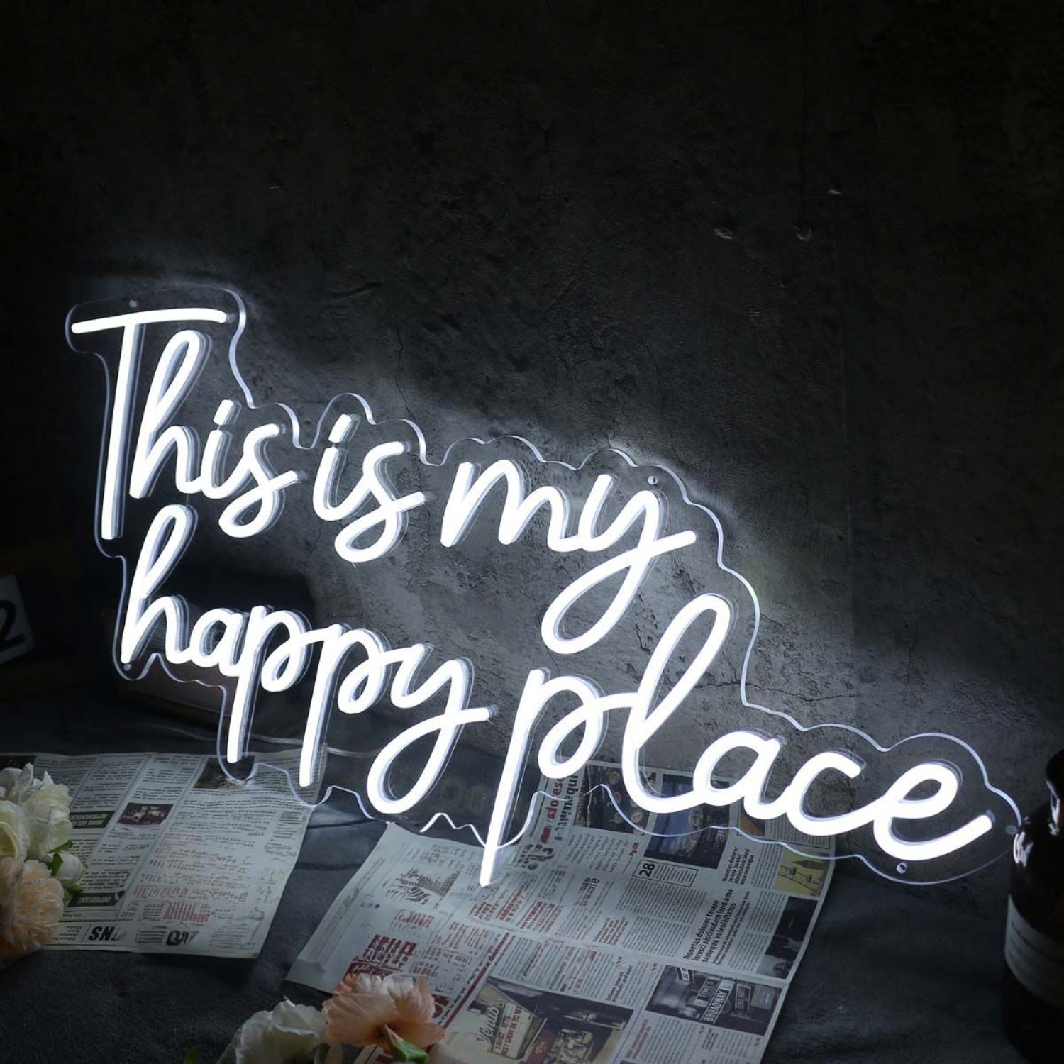 This Is My Happy Place White Custom Led Neon Sign | Shineneon
