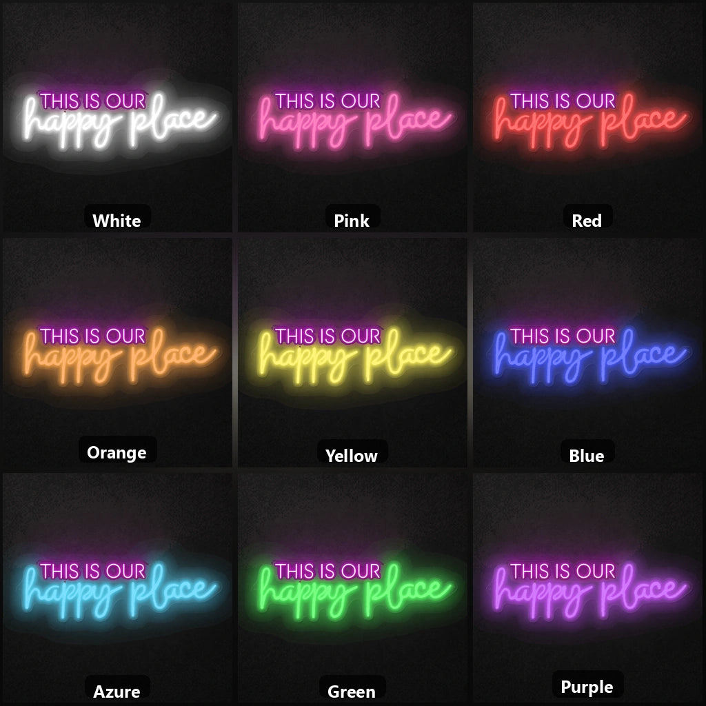 This Is Our Happy Place LED Neon Sign Garage Man Cave Neon Sign color grid
