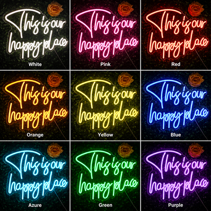 This Is Our Happy Place LED Neon Sign Happy Place Neon Signs color grid