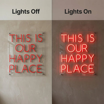 This Is Our Happy Place LED Neon Sign Wall Decor - 06 Day Night Comparison