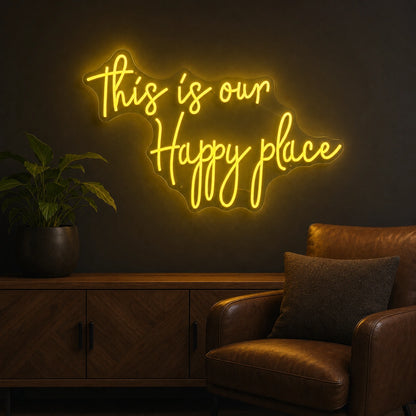 This Is Our Happy Place Man Cave LED Neon Sign real lifestyle scene