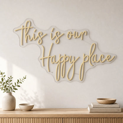This Is Our Happy Place Man Cave LED Neon Sign size image