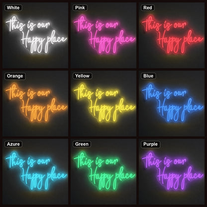 This Is Our Happy Place Man Cave LED Neon Sign color grid