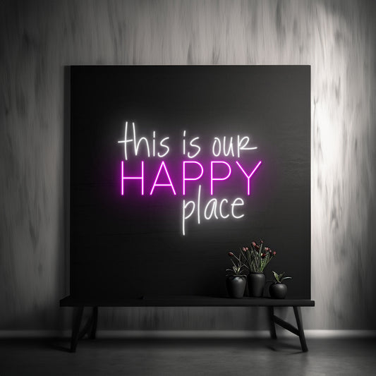 This Is Our Happy Place Neon Sign Personalized Name Led Sign