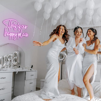 This Is Our Happy Place Pink Neon Sign Bedroom Comfort | Shineneon
