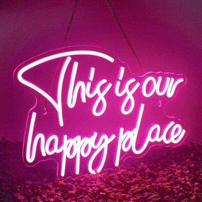 This Is Our Happy Place Pink Neon Sign Bedroom Comfort | Shineneon