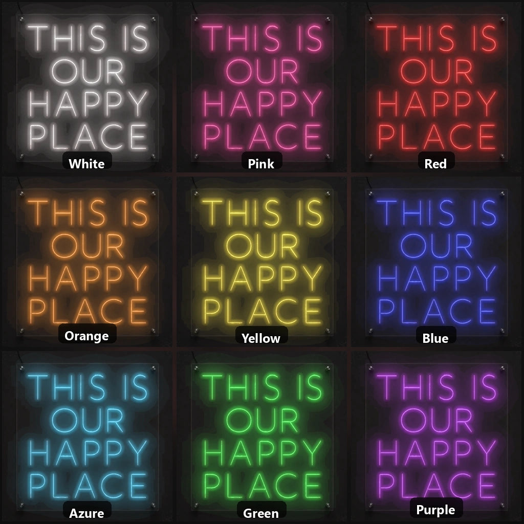 This Is Our Happy Place Room Decor LED Neon Sign color grid