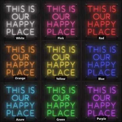 This Is Our Happy Place Room Decor LED Neon Sign color grid