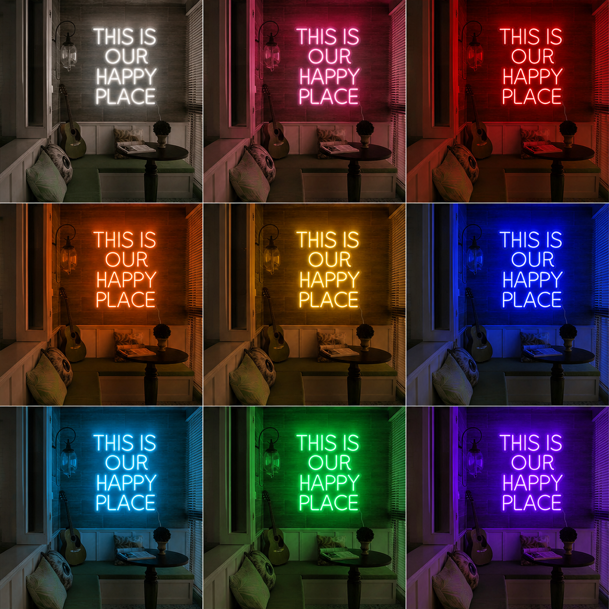 This Is Our Happy Place Sign Flex Neon LED Sign Bedroom Living LED Neon Sign color grid