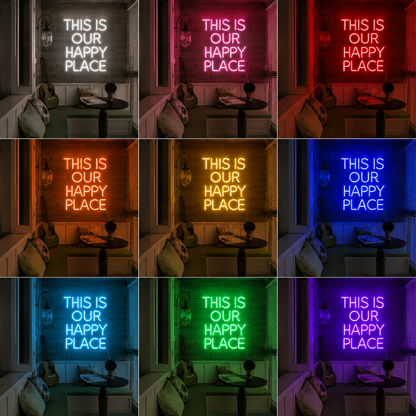 This Is Our Happy Place Sign Flex Neon LED Sign Bedroom Living LED Neon Sign color grid