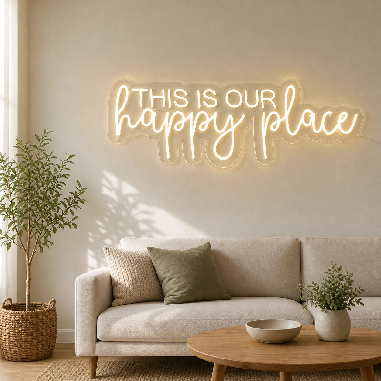 This Is Our Happy Place Wall Art LED Neon Sign real lifestyle scene