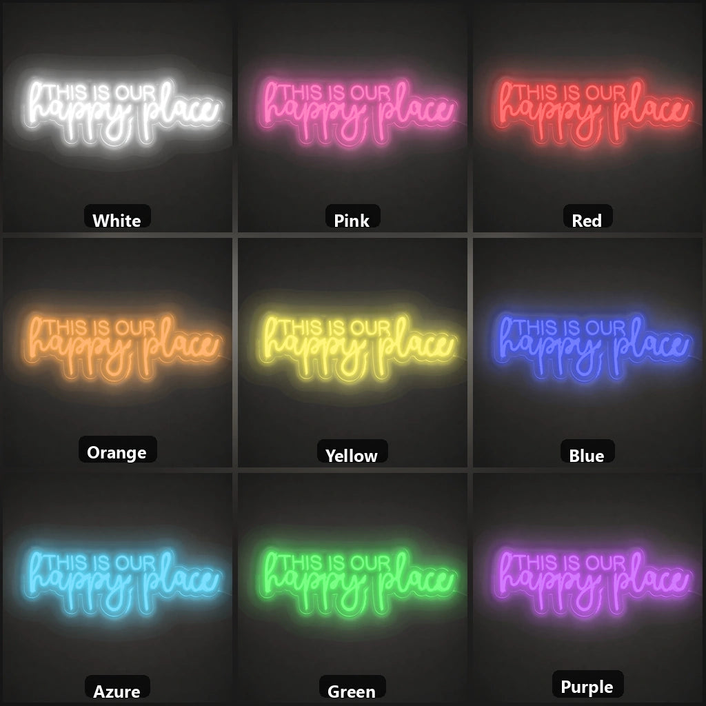 This Is Our Happy Place Wall Art LED Neon Sign color grid