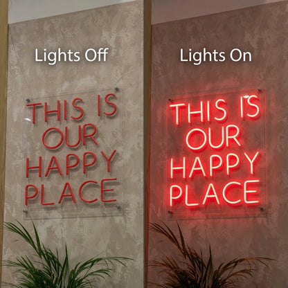 This Is Our Happy Place Wall Decor LED Neon Sign - 06 Day Night Comparison